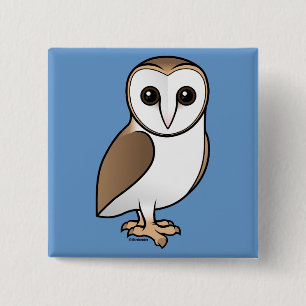 Barn Owl 2 Inch Square Button