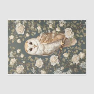 Barn Owl And White Roses William Morris Inspired Tissue Paper