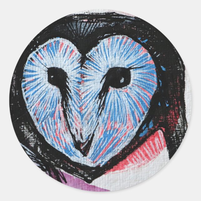 Barn Owl Art                                       Classic Round Sticker (Front)