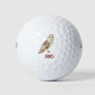 Barn Owl Bird Animal Monogram Art Golf Balls