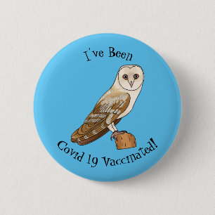 Barn owl bird cartoon illustration 2 inch round button