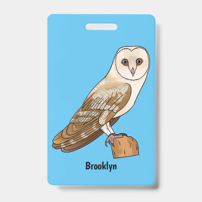 Barn owl bird cartoon illustration  badge (Front)