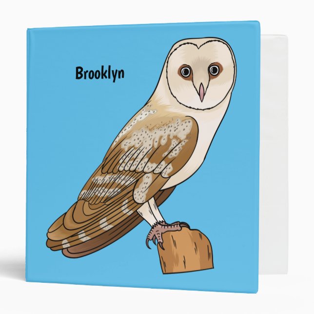 Barn owl bird cartoon illustration binder (Front/Inside)