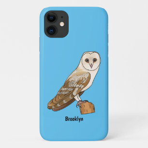 Barn owl bird cartoon illustration iPhone 11 case