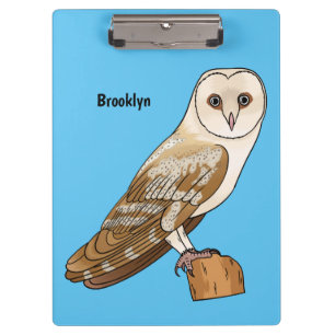 Barn owl bird cartoon illustration clipboard