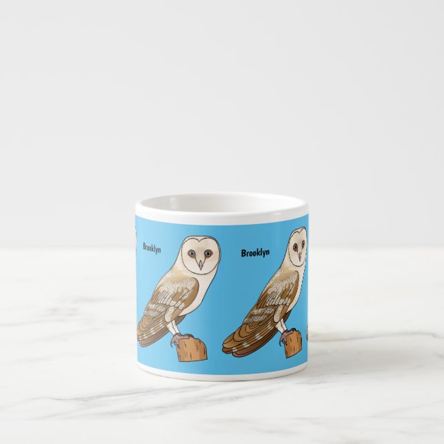 Barn owl bird cartoon illustration  espresso cup (Front)