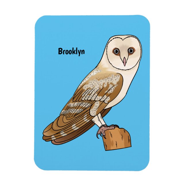 Barn owl bird cartoon illustration  magnet (Vertical)