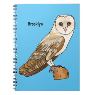 Barn owl bird cartoon illustration notebook