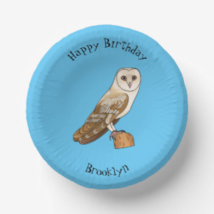 Barn owl bird cartoon illustration paper plate