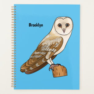 Barn owl bird cartoon illustration  planner