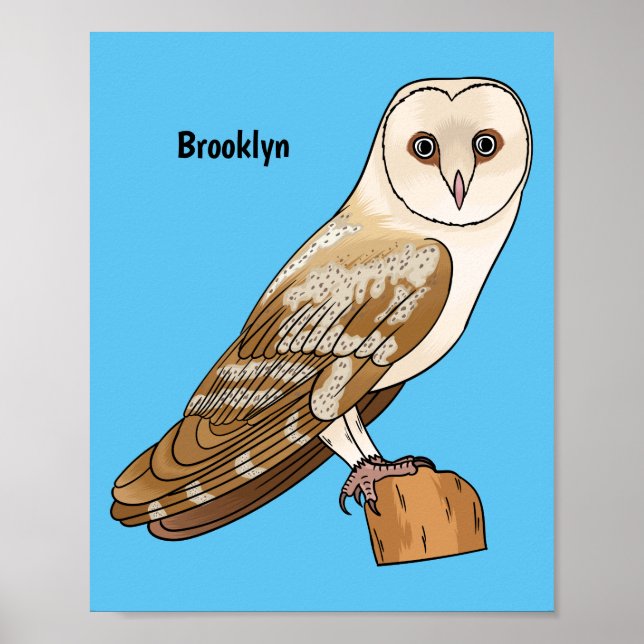 Barn owl bird cartoon illustration  poster (Front)