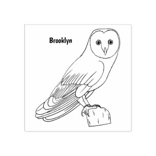 Barn owl bird cartoon illustration rubber stamp