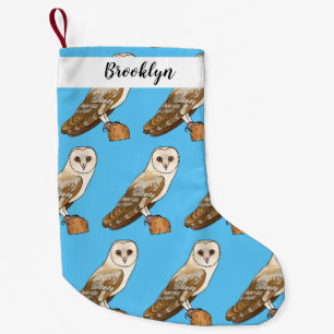 Barn owl bird cartoon illustration small christmas stocking