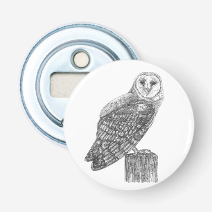 Barn Owl Button Bottle Opener
