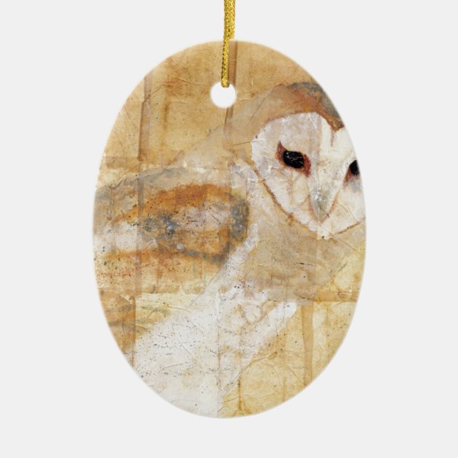 Barn Owl Ceramic Ornament (Front)