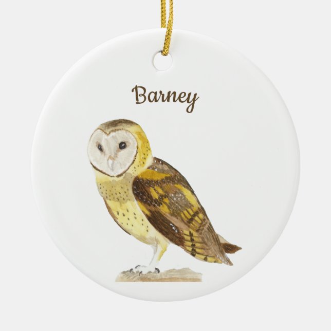 Barn Owl Ceramic Ornament (Front)