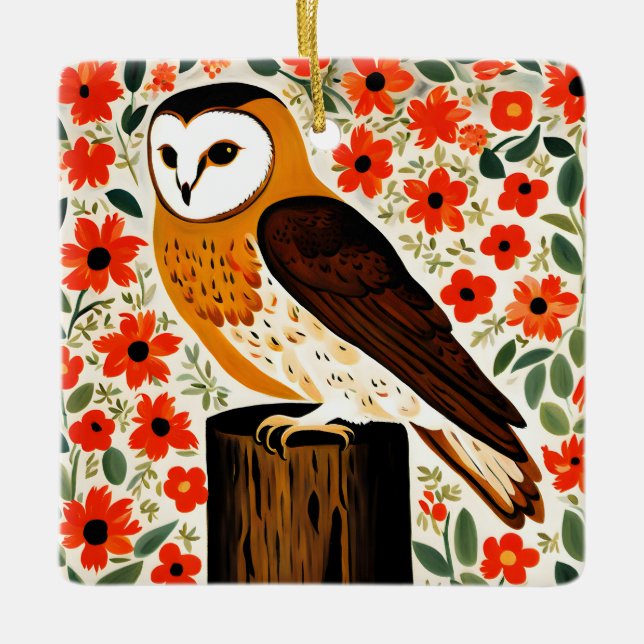 Barn Owl Ceramic Ornament (Front)