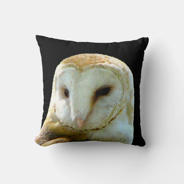 Barn Owl Close Up Throw Pillow (Front)
