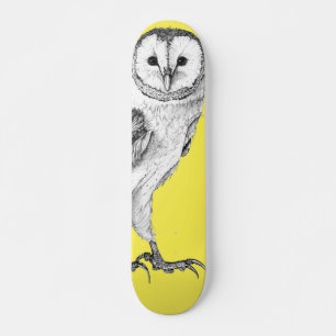 Barn Owl - Drawing In Black Pen Skateboard