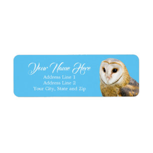 Barn Owl Face Blue Return Address