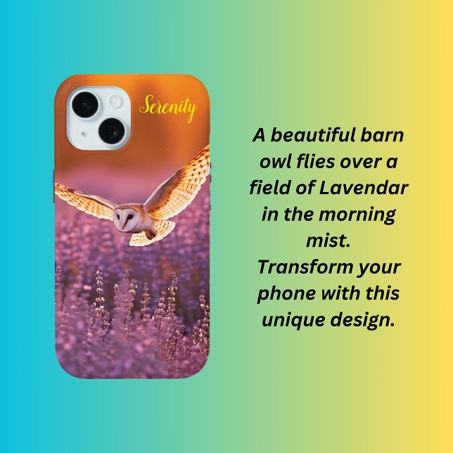 Barn owl flying over a Lavender meadow Case-Mate iPhone Case (Creator Uploaded)