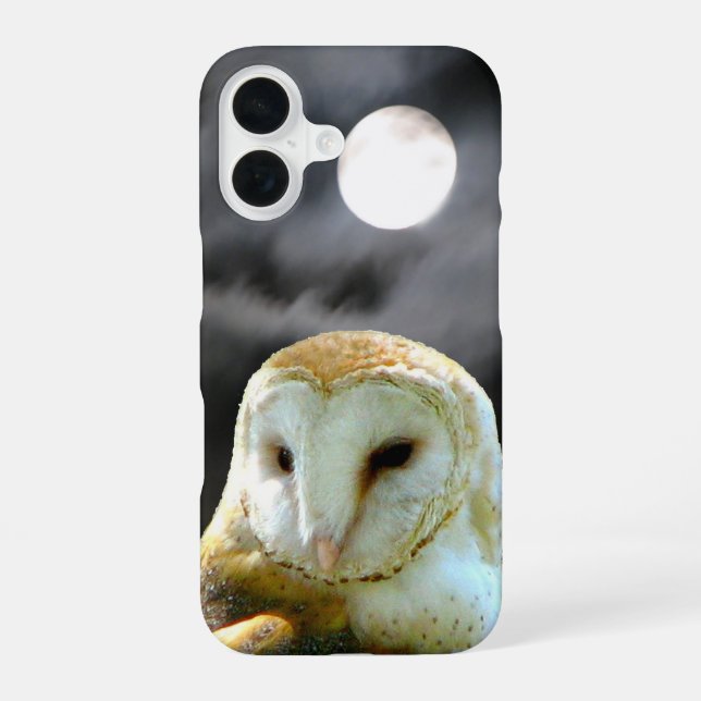 Barn Owl Full Moon iPhone 16 Case (Back)
