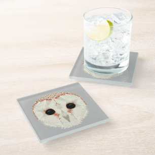 Barn Owl Glass Coaster