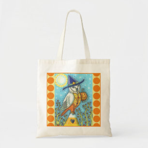 BARN OWL, HALLOWEEN FOLK ART BIRD, BUDGET TOTE BAG