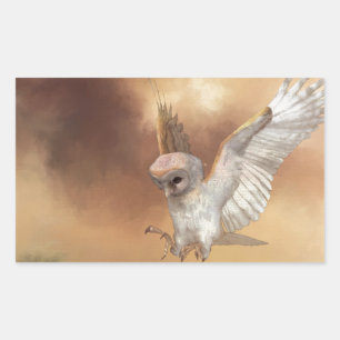 Barn Owl in Flight Digital Painting Sticker