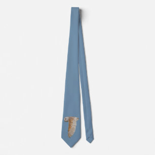 Barn Owl in Flight Tie Double Sided (Sky Blue)