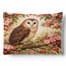 Barn Owl in Flower Tree Accessory Pouch