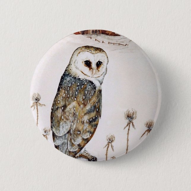 Barn Owl on the hunt 2 Inch Round Button (Front)