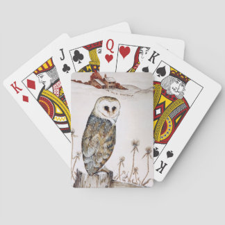 Barn Owl on the hunt Playing Cards
