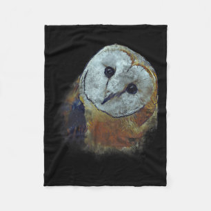Barn Owl Painting Owl Art  Fleece Blanket