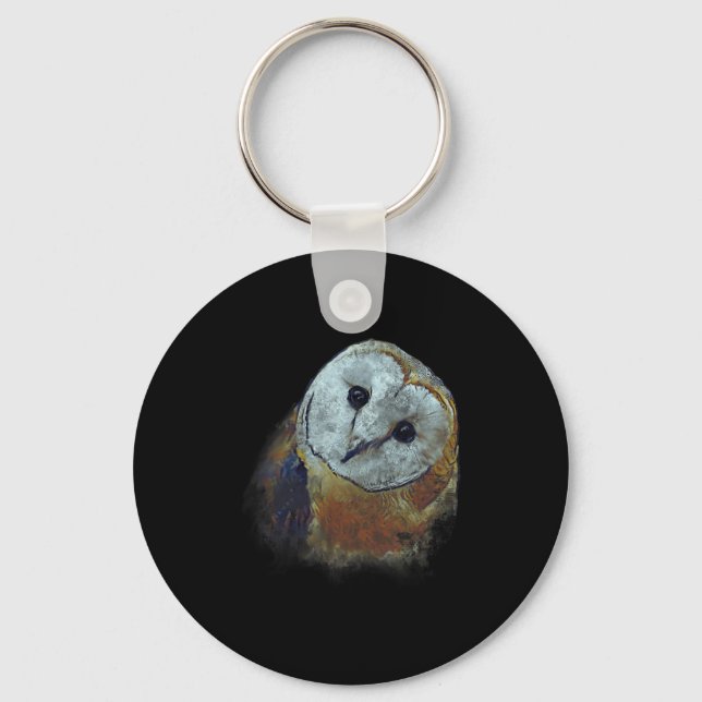 Barn Owl Painting Owl Art  Keychain (Front)