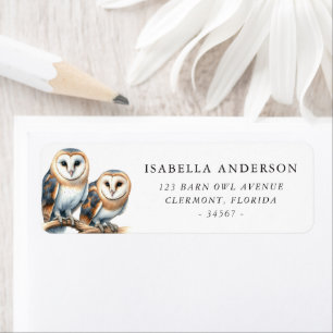 Barn Owl Pair Return Address Label