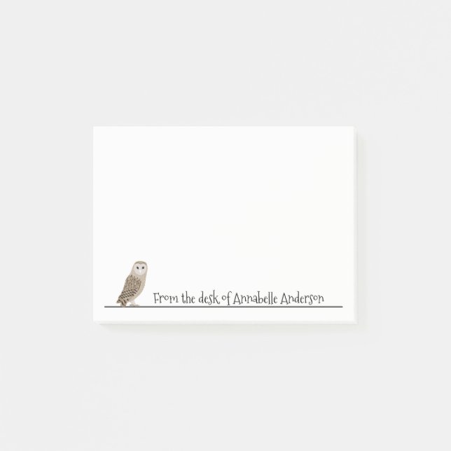 Barn Owl Personalize Post-it Notes (Front)