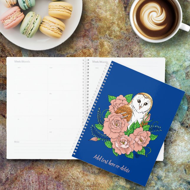 Barn Owl Pink Flowers Blue Planner (Creator Uploaded)