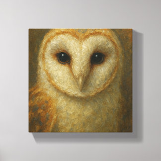 Barn Owl Portrait - Realistic Wildlife Nature Canvas Print