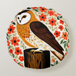 Barn Owl Round Pillow
