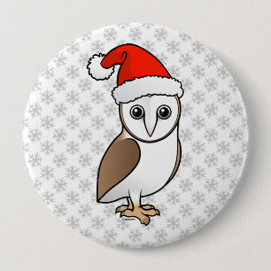 Barn Owl Santa 4 Inch Round Button