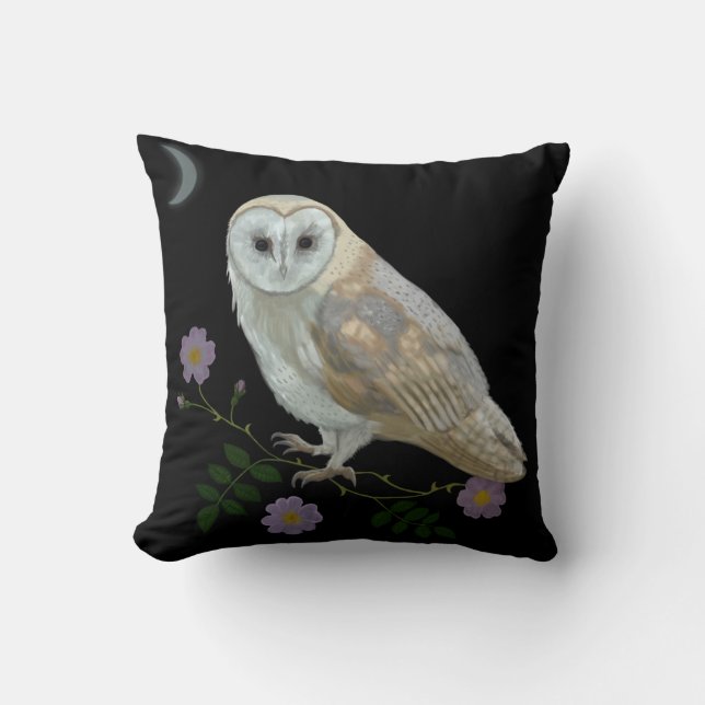 Barn Owl Throw Pillow (Front)
