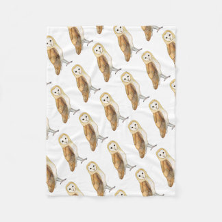 Barn Owl watercolour Fleece Blanket