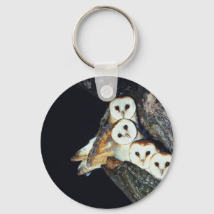 Barn Owls in a Tree Keychain