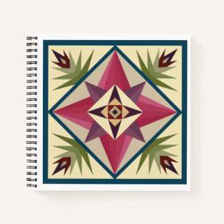 Barn Quilt Block Notebook in Pinks and Purples