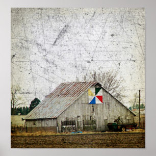Barn Quilt Grunge Poster