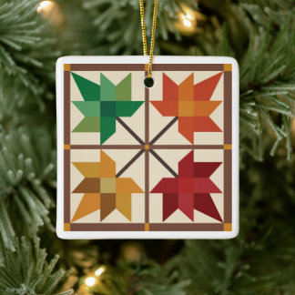 Barn Quilt Maple Leaf Ornament