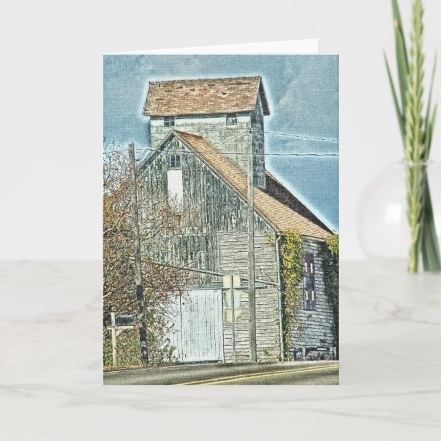 Barn Quilt On The Side Digital Art Card (Front)