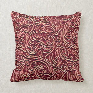 Barn Red Distressed Vintage Pattern Rustic Home Throw Pillow