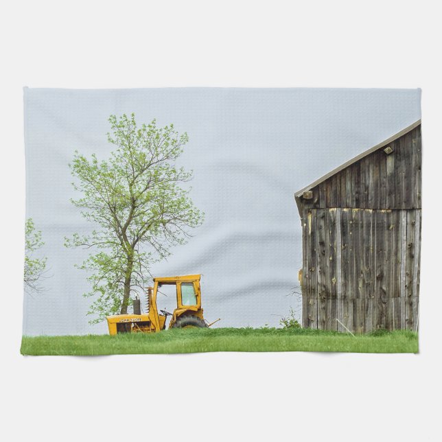 Barn Scene With Tractor Kitchen Towel (Horizontal)